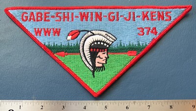 Vintage OA GABE-SHI-WIN-GI-JI-KENS Lodge 374 Order of the Arrow PIE PATCH WWW