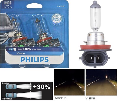 OpenBox Vision 30% H11 55W Two Bulbs Head Light Low Beam Replace Legal DOT Lamp