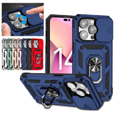 Magnetic Camera Lens Ring Stand Phone Case For iPhone 17 16E 15 14 13 12 11 XR 7