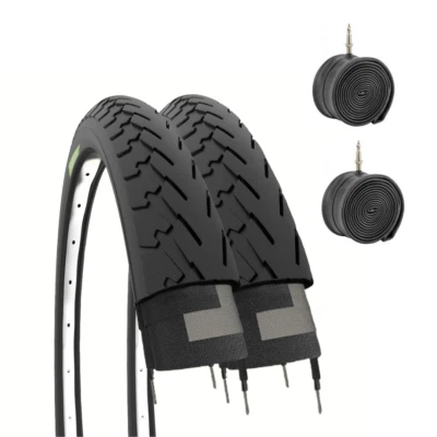 2 Copertoni Citybike 700x35C nero + 2 Camere per Bici 28" Gomme City 700 X 35 C