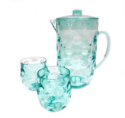 QG Acrylic Plastic 14 oz. Wine Glass Tumbler and 80 oz. Pitcher Set Light  Blue | eBay