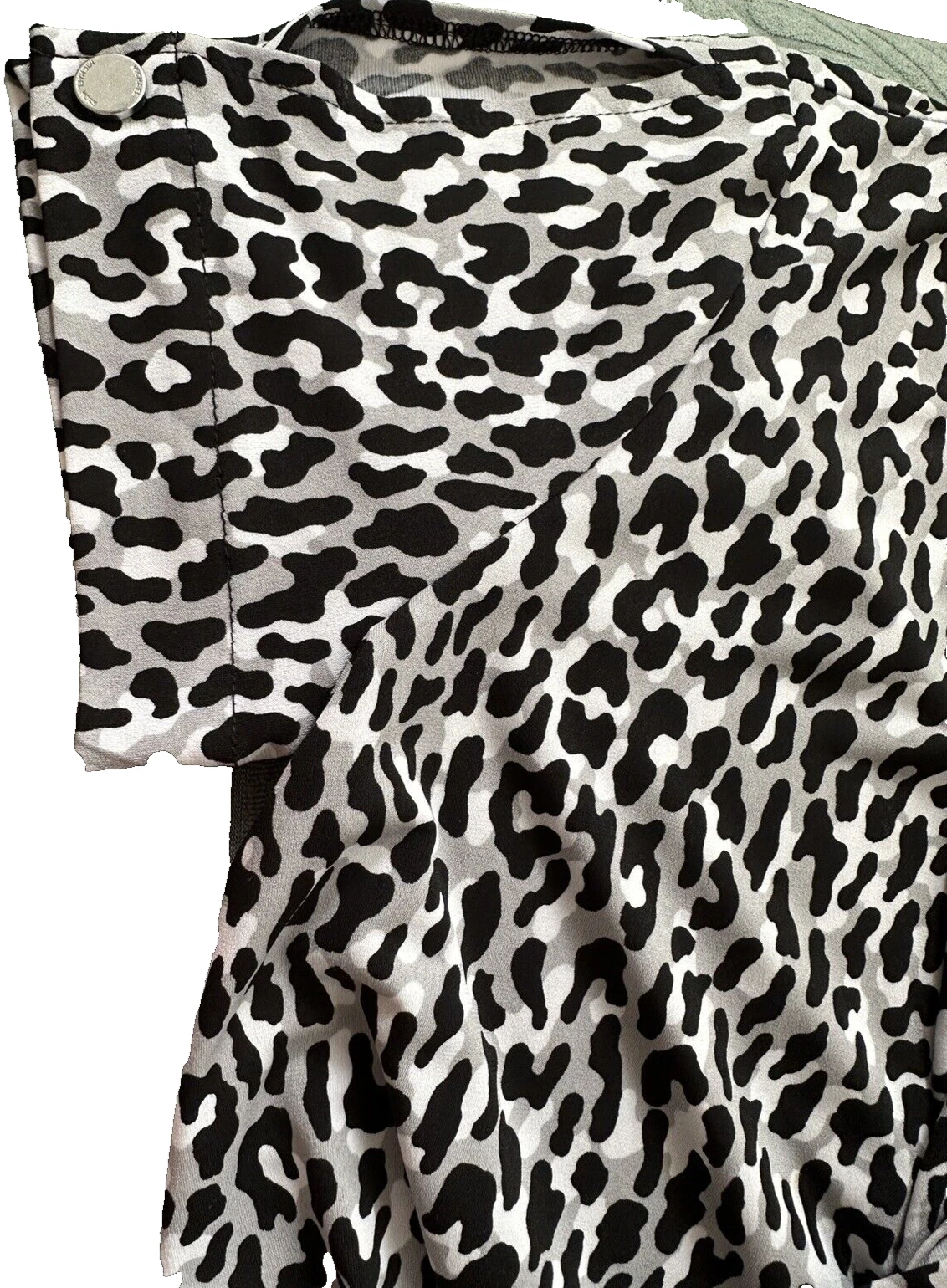 Abito donna Michael Kors maglia leopardata tubino nero bianco maniche a spacco nuovo con etichette