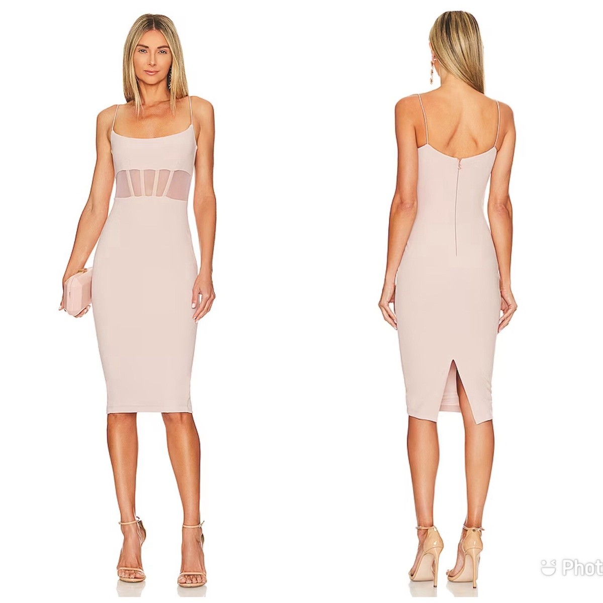 Nookie Sade Mesh Midi Dress Bodycon Sleeveless XS Pink