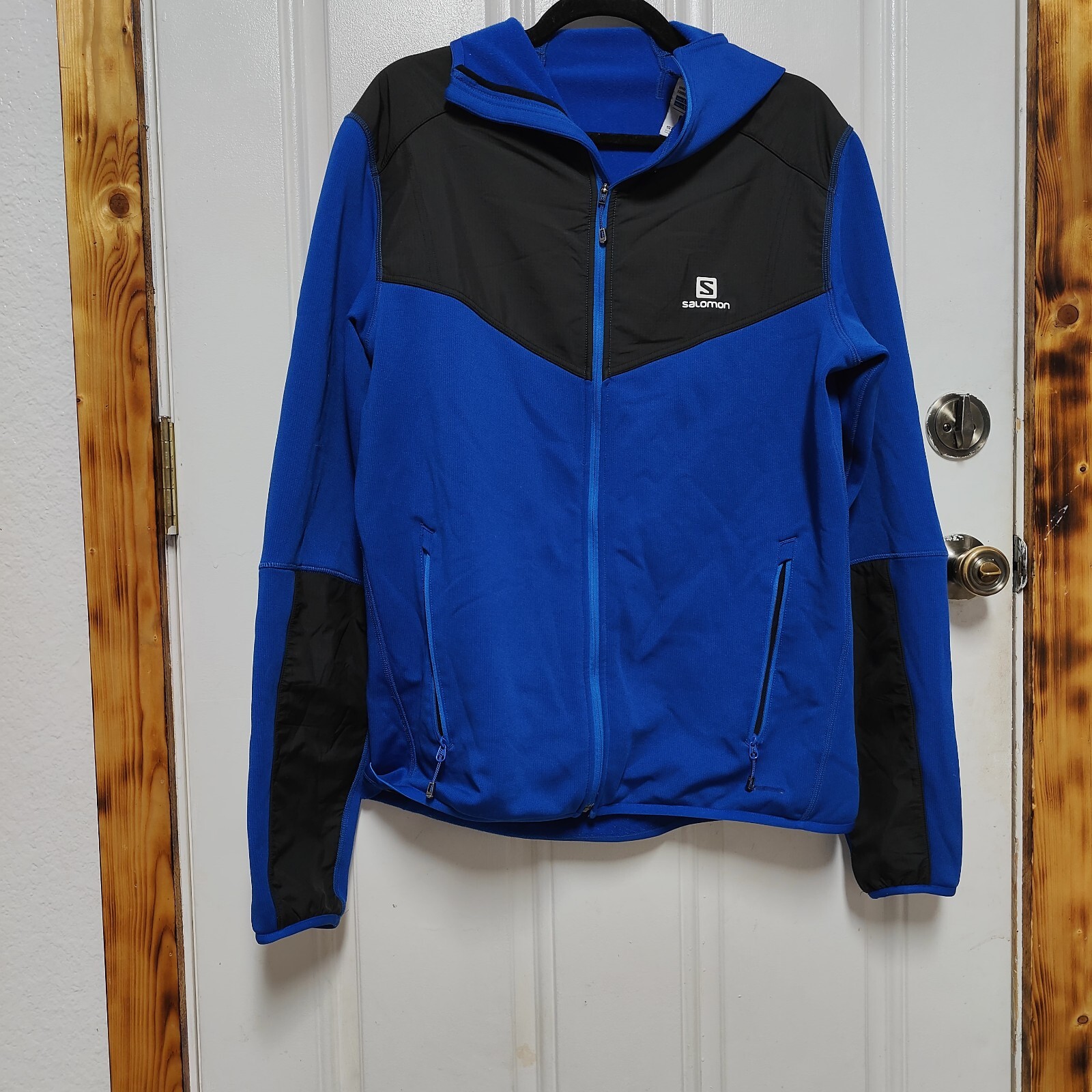 Felpa con cappuccio Salomon Uomo Blu Giacca Taglia Large Tasche
