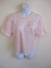 Appleseeds Lined Pink Lace Collarless Blouse Size Medium NWOT Made in USA