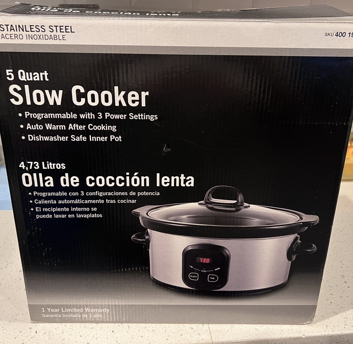 Set And Forget 5 Quart Oval Digital  Slow Cooker. Stainless Steel