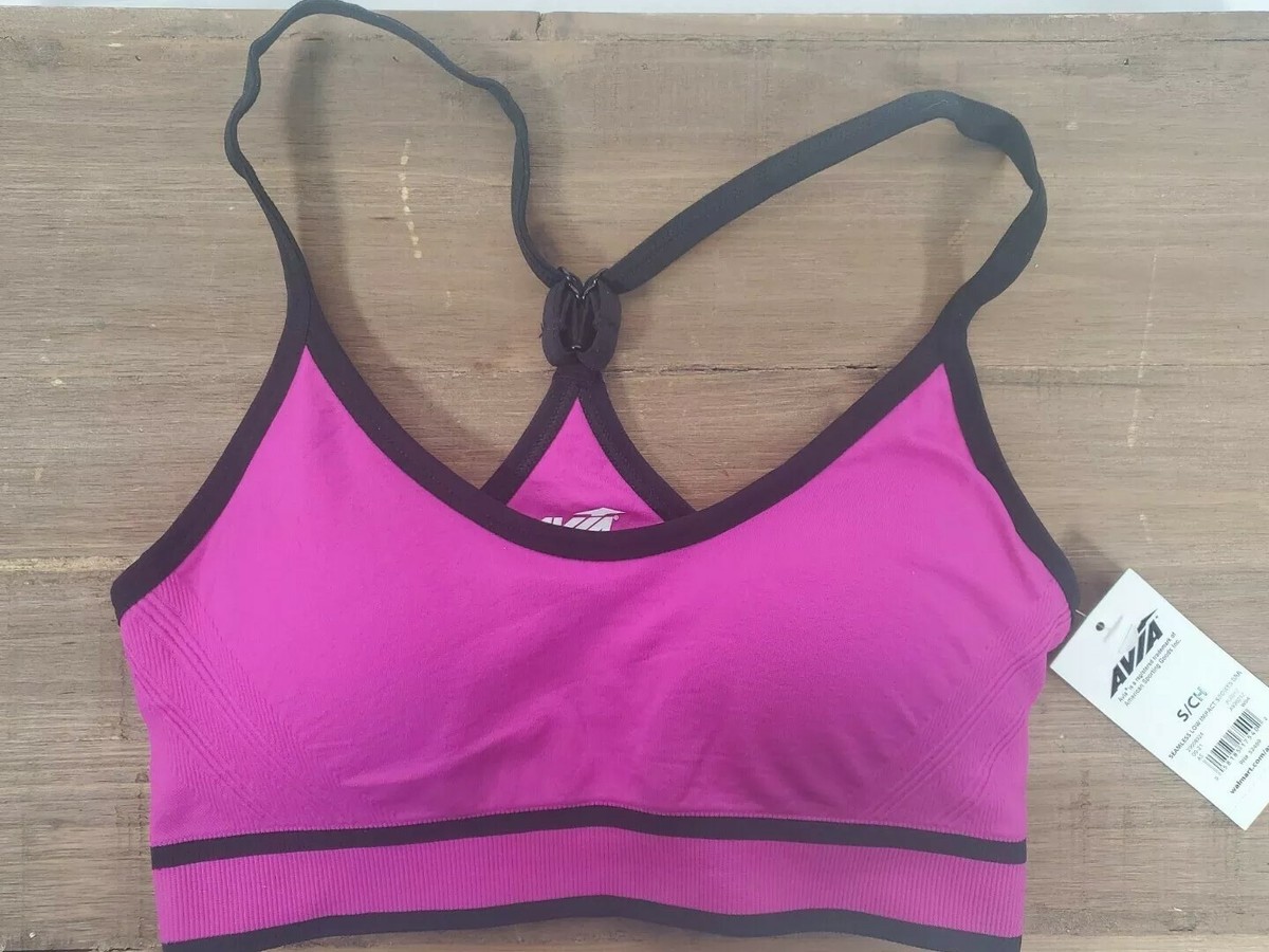 Avia Cami Sports Bra SMALL LARGE Purple Black Trim Low Support