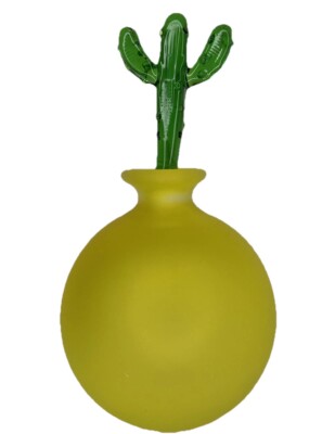 Rare Vintage Perfume Bottle Saguaro Cactus 6'' Irving W Rice & Co Yellow & Green