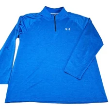 Under Armour HeatGear Men's Royal Blue 1/4 Zip Loose Fit Mockneck Pullover 2XL