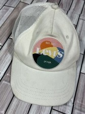 Y2K Levis Mesh back baseball cap white logo one size snap back trucker VTG