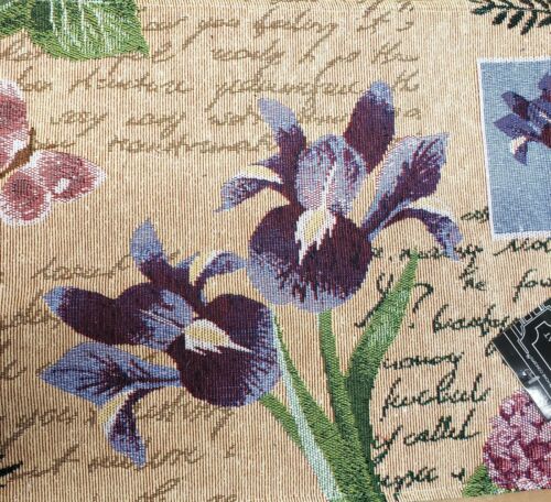 Set of 2 New Tapestry Placemats, 13" x 19", FLOWERS & PINK BUTTERFLY by HC - Picture 3 of 10