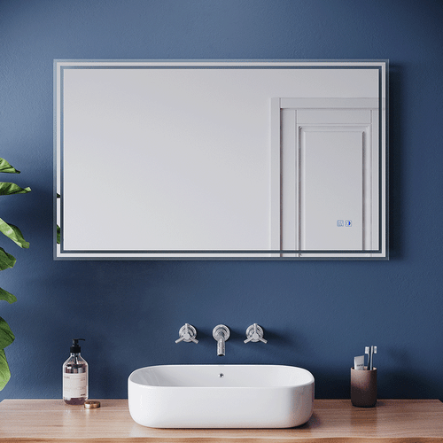 White Bathroom Mirror LED Dimmable Lights with Anti-fog Touch Sensor 1000x600mm - Picture 3 of 24