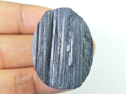 26X34X12MM Natural Black Tourmaline Oval Rough cabochon Loose Gemstone 113Ct B85 - Picture 3 of 9