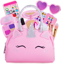 Pretend Play Makeup Kit for Little Girls with Unicorn Purse : Fake Not Real Ma