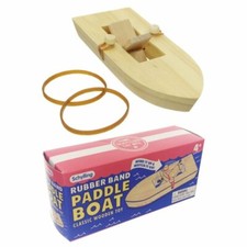 RUBBER BAND PADDLE BOAT Ship wood wooden Retro water/bath tub/pool toy