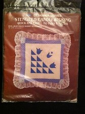 Designer Series Stenciled Candlewicking "Blue Calico Basket DS19" NEW