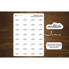 Meditate Text Stickers, Meditation Script Stickers for Planners | Mini Scripts