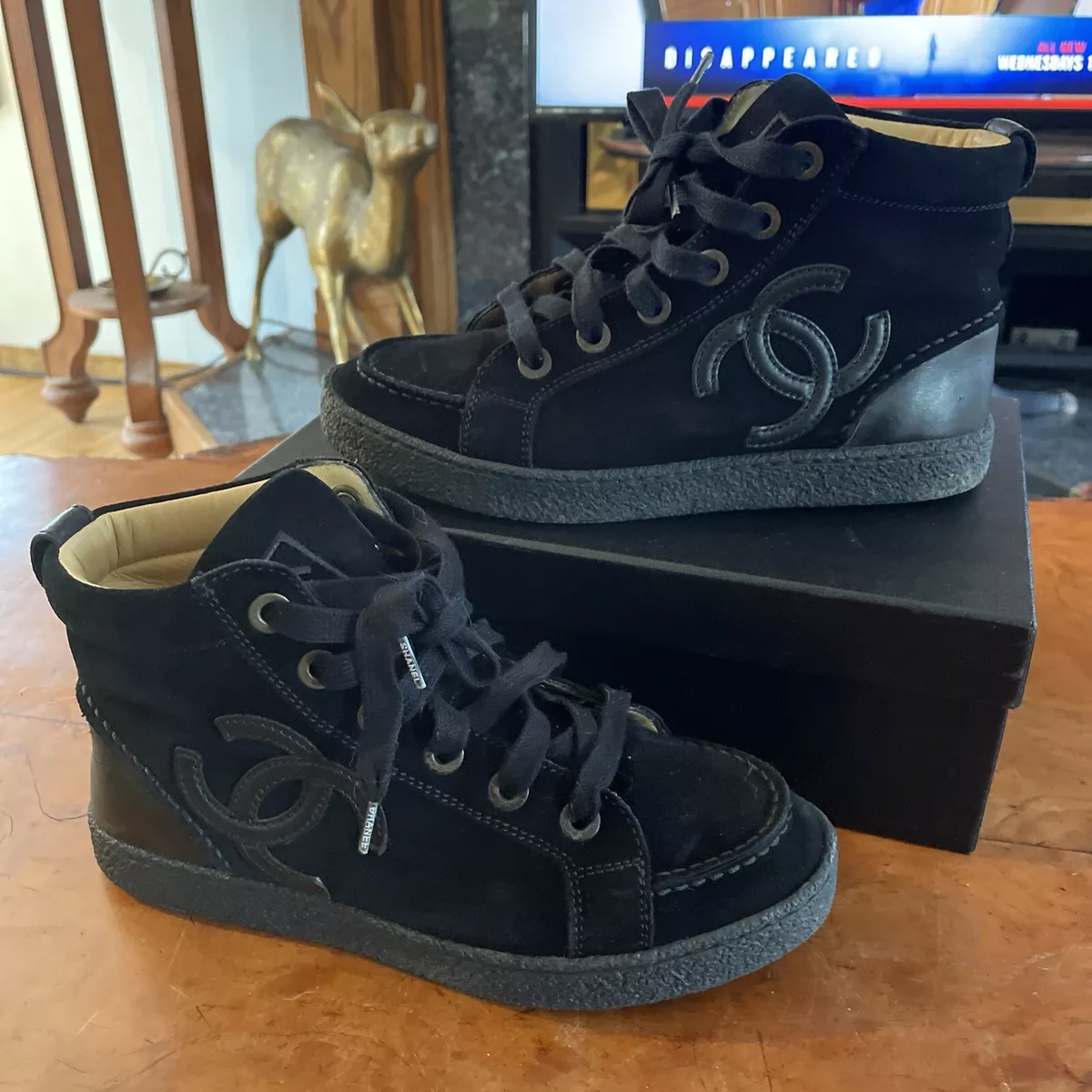 Chanel high top tennis clearance shoes