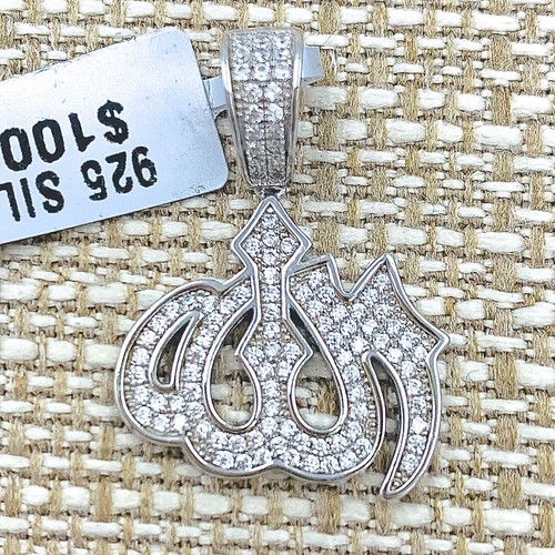 925 STERLING SILVER ALLAH Pendant, Icy, Bling, Hip-Hop, Piece, Symbol, Sign - Picture 2 of 5