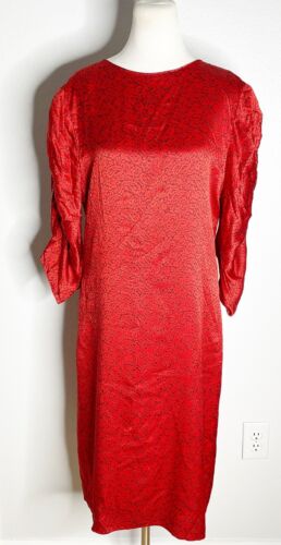 Vintage 80's Hanae Mori Silk Red Black Paisley  Pr