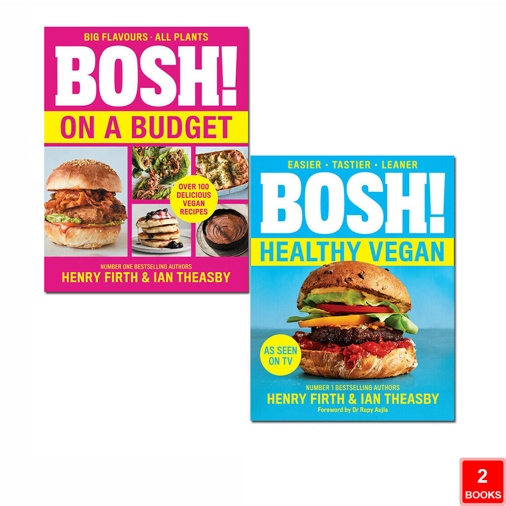 Henry Firth 2 Books Collection Set BOSH on a Budget, Healthy Vegan Paperback NEW
