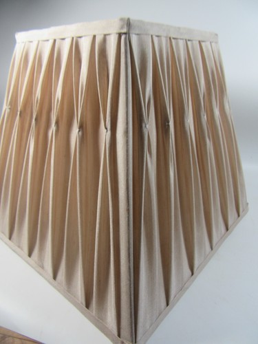 Laura Ashley Fenn Square Silk Satin Pinch Pleated Pale Gold Lampshade - 26cm - Picture 3 of 14