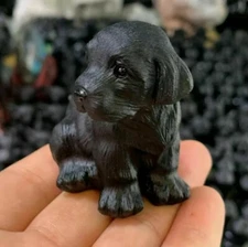 2" Natural Obsidian Quartz Crystal carving dog Skull Healing decoration gift 1pc