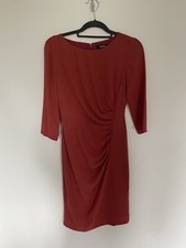 Nicole Farhi Dress Size XS Rust Wriggle Ruched Occasion Career New