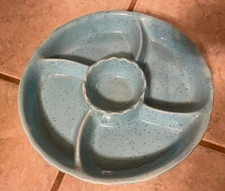 Relish Tray Vtg Made in California Metal Caddy USA Turquoise