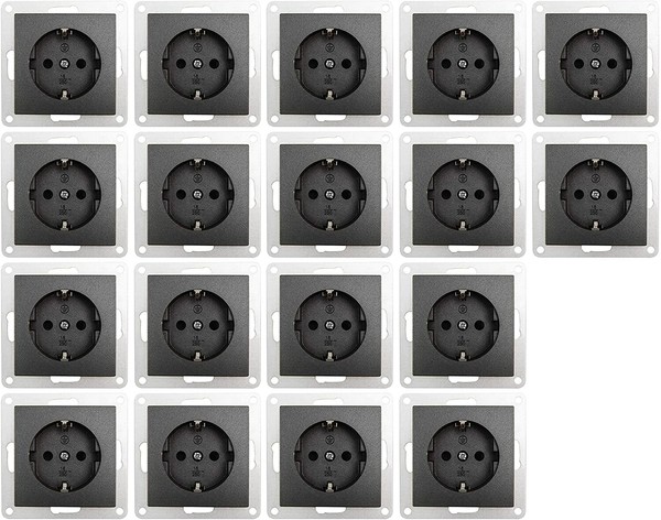 Schutzkontakt-Steckdose Mcpower Flair 250V~/16A, Einsteckschutz, 18Er-Pack-image