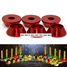 M2-M8 Aluminum Alloy Cone Cup Head Washers Screw Bolts Gasket Anodizing Wine Red