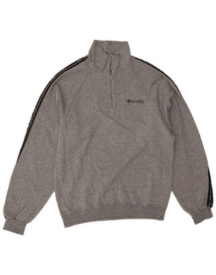Champion Herren Graphic Zip Neck Sweatshirt Pullover Medium Grey Colourblock BG27