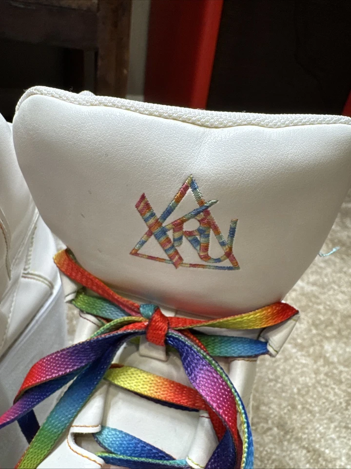 Sapatos plataforma YRU Qozmo ponto arco-íris tamanho 10 plataforma branca plataforma alta - Imagem 3 de 4