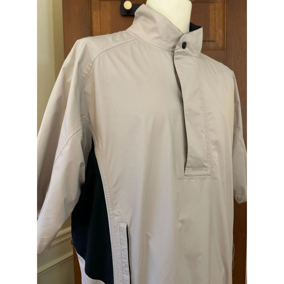 FootJoy Dryjoys Golf Windshirt Jacket Mens Large Beige Short Sleeve Pullover - Image 3 of 4