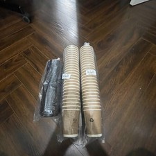 Disposable Takeaway Coffee Cups, Kraft,Triple Wall Hot Drink Cups 8oz, with lids