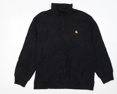 Carhartt Herren Schwarz 1/2 Zip Pullover Sweatshirt M Baumwollfleece