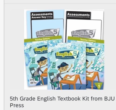 bju english 5th grade set (5 items)
