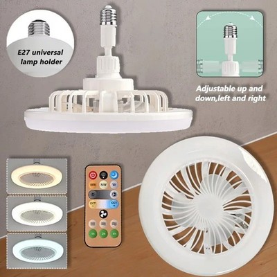 2 in 1 Deckenventilator Leuchte E27 dimmbar 3 Geschwindigkeiten DC Motor Fernbedienung LED