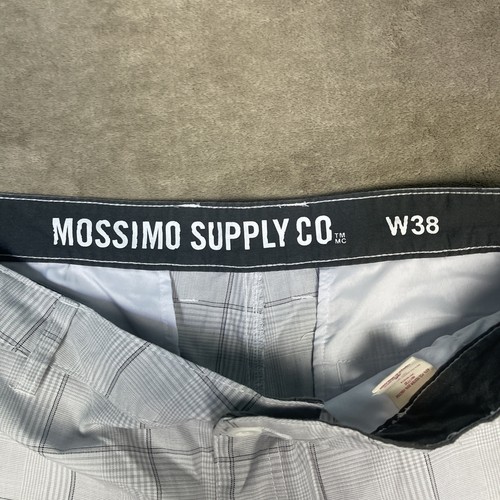 Mossimo Supply Co Flat Front Shorts Mens 38 Gray Plaid - Picture 5 of 8