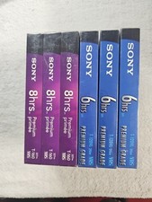 Lot of 6 Sony VHS Tapes Blank Sealed Premium Grade 3 T-160 8HR  3 T-120 6HR