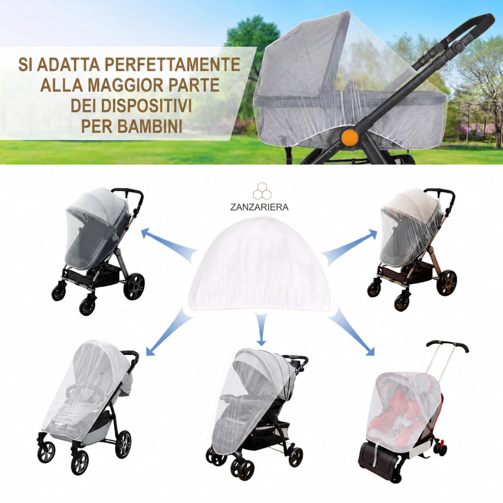 LEMESO Zanzariera Passeggino Universale per Carrozzina Seggiolino Auto Letto foto 4