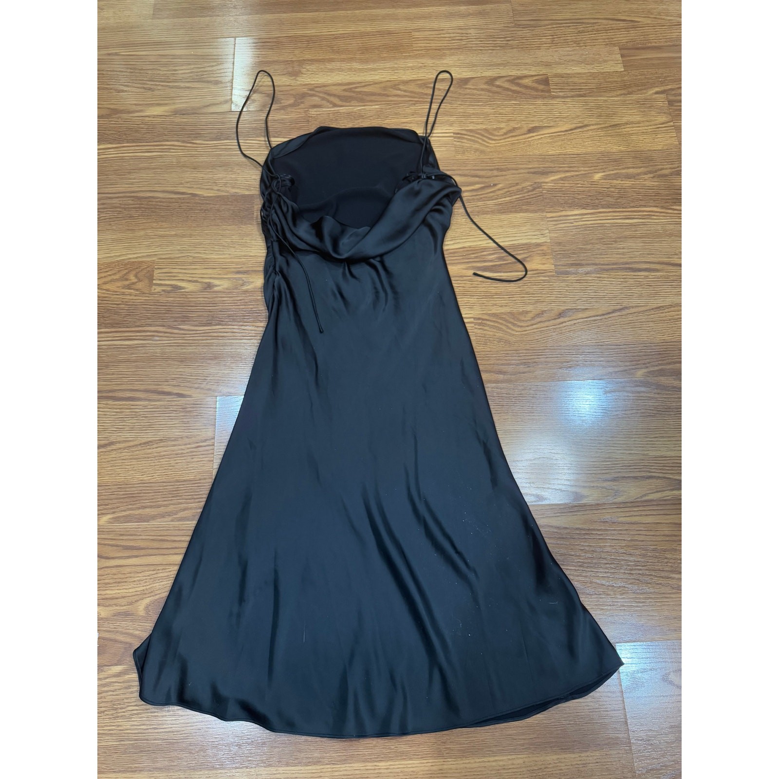  Sachin & Babi Black Serena Cowl Neck Satin cocktail party Slip-dress  6