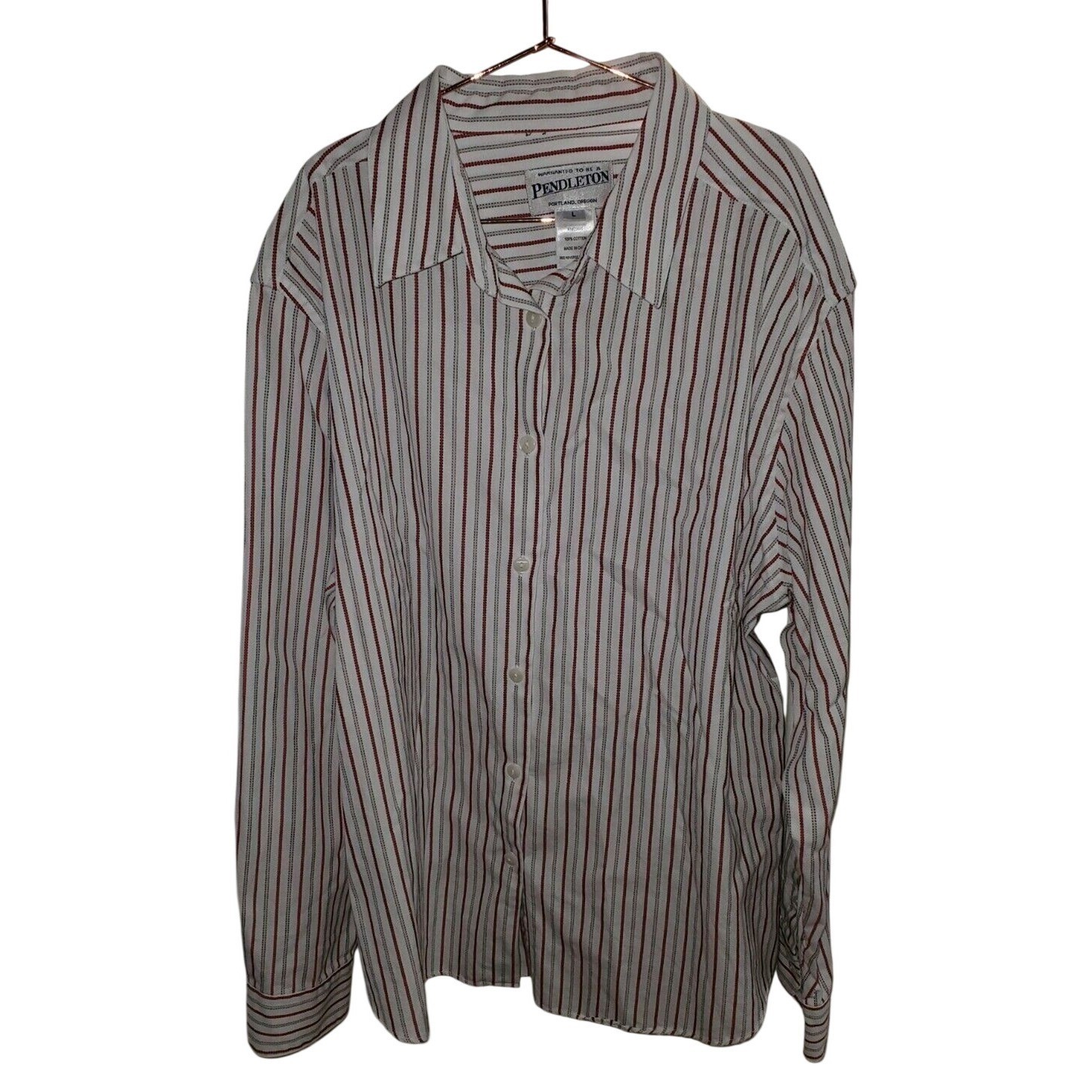 Pendleton Striped Cotton Button Down Shirt Mens L… - image 1