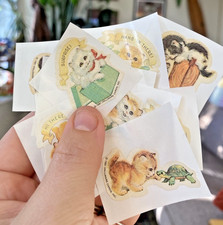 Vintage 80s Sticker Lot: Lot Of 11 Hallmark Kitten Stickers, Restored READ