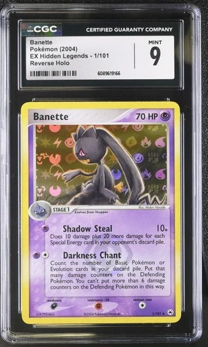 CGC 9 MINT Banette 2004 EX Hidden Legends 1/101 Reverse Holo Pokemon Card
