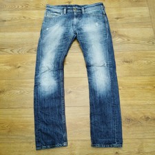 Jeans Diesel Thavar uomo W33 L32 blu slim fit gamba skinny denim invecchiato 008B9