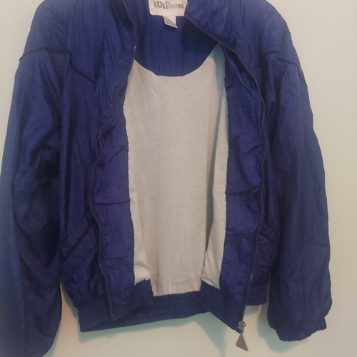 Wilson Women's Vintage Purple Track Jacket Size M Embroidered Nylon Windbreaker - Picture 7 of 10