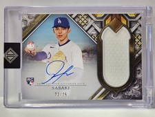 Roki Sasaki 2025 Topps Transcendent Rookie Patch Auto 23/25 RC Dodgers