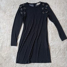 NWT Michael Michael Kors Dress Long Sleeve Laced Up Shoulders Black White Star S