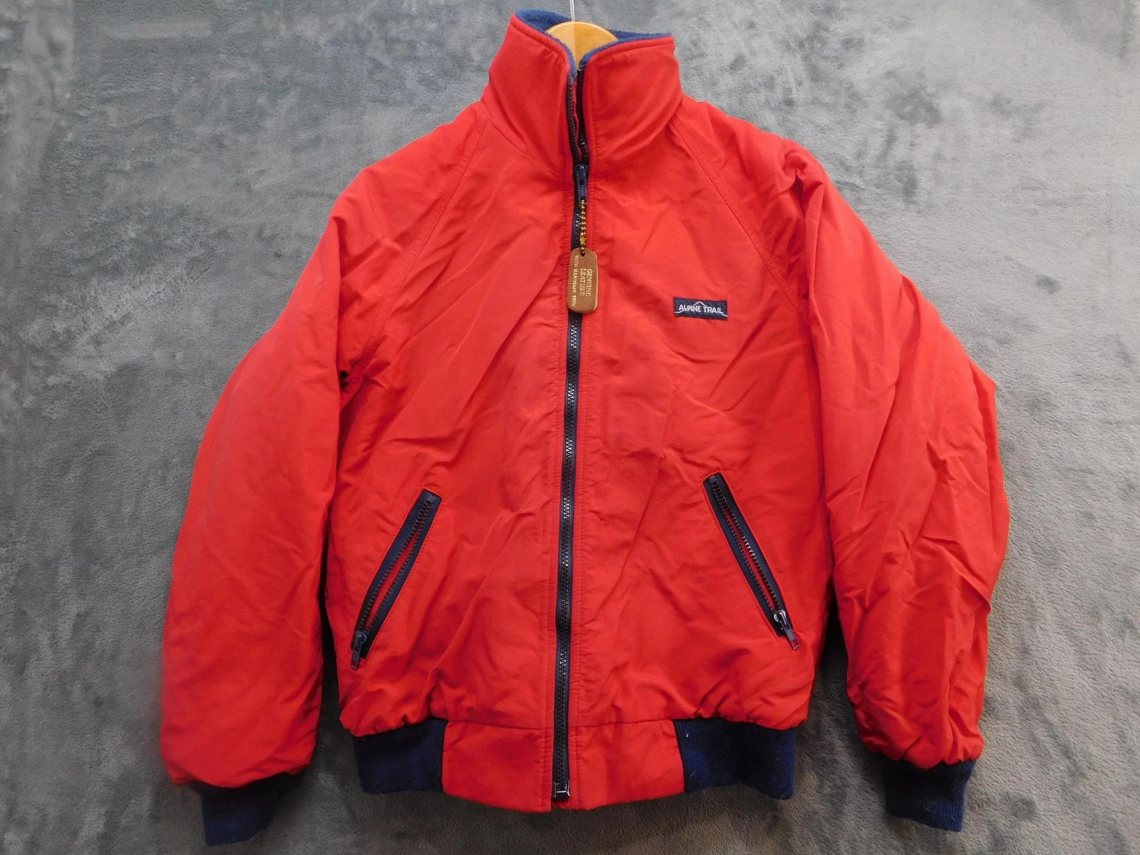 Vintage Alpine Trail Jacket Mens Large Red Blue Fleece Lined Nylon Made USA 90s